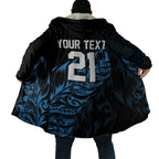 New Zealand Lawn Bowls Custom Cloak Blue Maori Warrior Tribal Silver Fern - Aussie Hoodie