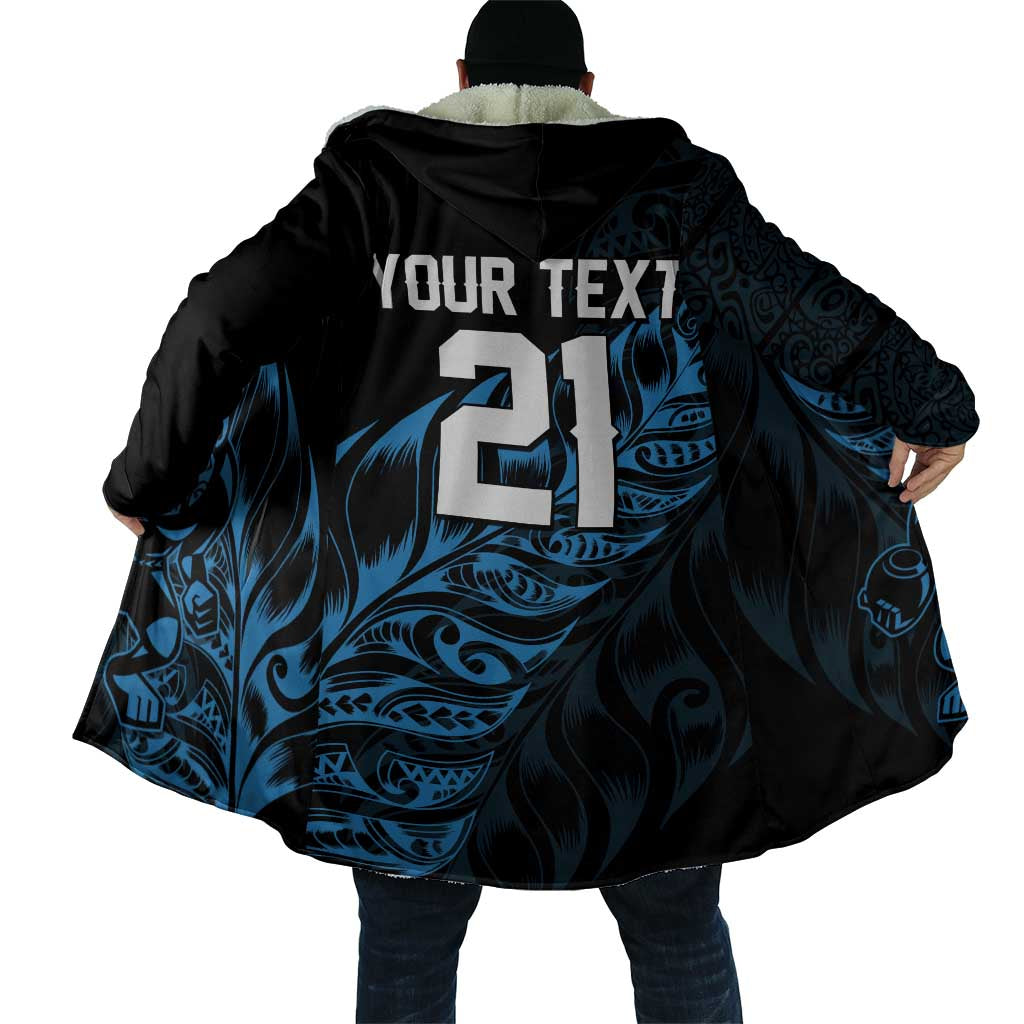 New Zealand Lawn Bowls Custom Cloak Blue Maori Warrior Tribal Silver Fern - Aussie Hoodie