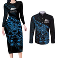New Zealand Lawn Bowls Custom Couples Matching Long Sleeve Bodycon Dress and Long Sleeve Button Shirt Blue Maori Warrior Tribal Silver Fern - Aussie Hoodie