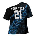 New Zealand Lawn Bowls Custom Cross Shoulder Shirt Blue Maori Warrior Tribal Silver Fern - Aussie Hoodie