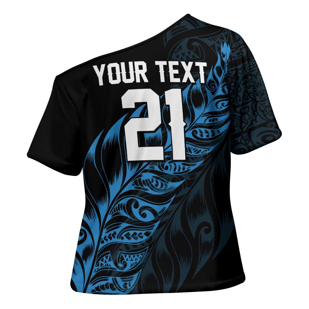 New Zealand Lawn Bowls Custom Cross Shoulder Shirt Blue Maori Warrior Tribal Silver Fern - Aussie Hoodie