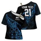 New Zealand Lawn Bowls Custom Cross Shoulder Shirt Blue Maori Warrior Tribal Silver Fern - Aussie Hoodie