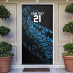 New Zealand Lawn Bowls Custom Door Cover Blue Maori Warrior Tribal Silver Fern - Aussie Hoodie