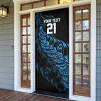 New Zealand Lawn Bowls Custom Door Cover Blue Maori Warrior Tribal Silver Fern - Aussie Hoodie