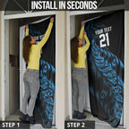 New Zealand Lawn Bowls Custom Door Cover Blue Maori Warrior Tribal Silver Fern - Aussie Hoodie