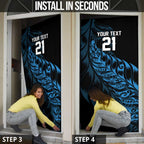 New Zealand Lawn Bowls Custom Door Cover Blue Maori Warrior Tribal Silver Fern - Aussie Hoodie