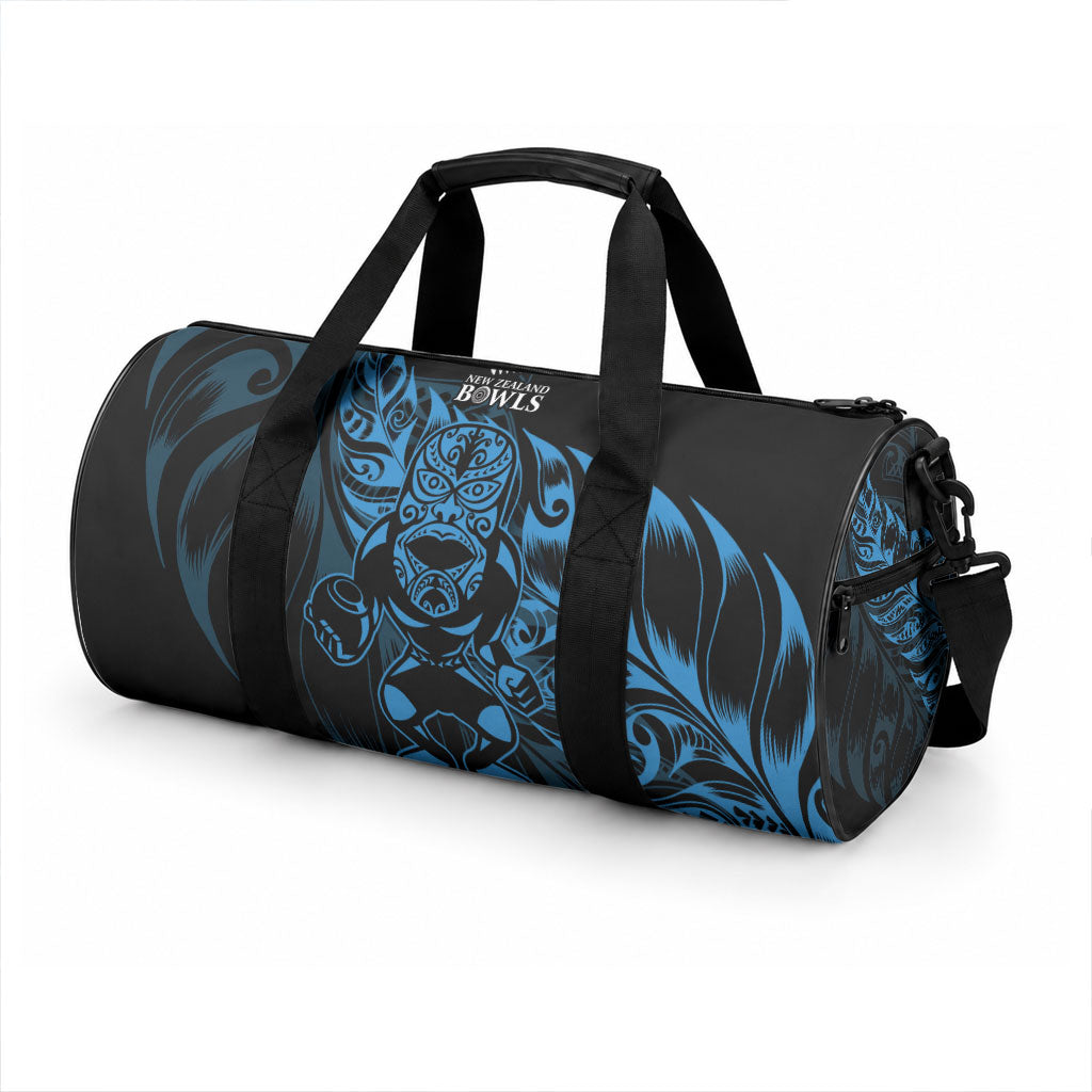New Zealand Lawn Bowls Duffle Bag Blue Maori Warrior Tribal Silver Fern