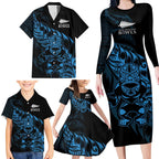 New Zealand Lawn Bowls Custom Family Matching Long Sleeve Bodycon Dress and Hawaiian Shirt Blue Maori Warrior Tribal Silver Fern - Aussie Hoodie