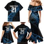 New Zealand Lawn Bowls Custom Family Matching Mermaid Dress and Hawaiian Shirt Blue Maori Warrior Tribal Silver Fern - Aussie Hoodie