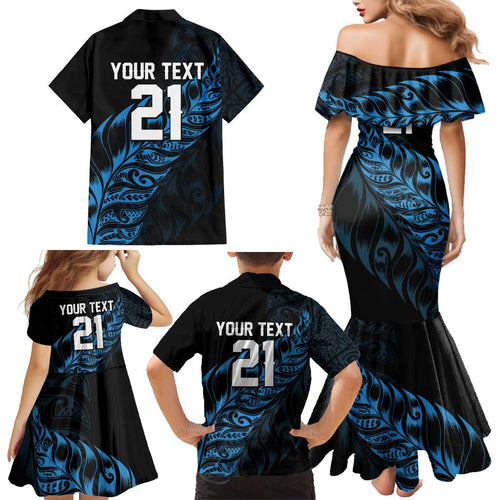 New Zealand Lawn Bowls Custom Family Matching Mermaid Dress and Hawaiian Shirt Blue Maori Warrior Tribal Silver Fern - Aussie Hoodie