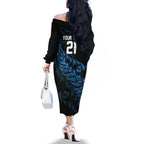 New Zealand Lawn Bowls Custom Family Matching Off The Shoulder Long Sleeve Dress and Hawaiian Shirt Blue Maori Warrior Tribal Silver Fern - Aussie Hoodie