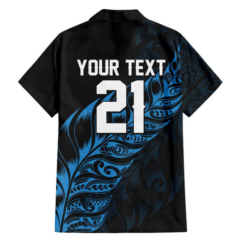 New Zealand Lawn Bowls Custom Family Matching Off Shoulder Maxi Dress and Hawaiian Shirt Blue Maori Warrior Tribal Silver Fern - Aussie Hoodie