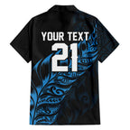 New Zealand Lawn Bowls Custom Family Matching Off Shoulder Short Dress and Hawaiian Shirt Blue Maori Warrior Tribal Silver Fern - Aussie Hoodie
