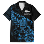 New Zealand Lawn Bowls Custom Family Matching Puletasi and Hawaiian Shirt Blue Maori Warrior Tribal Silver Fern - Aussie Hoodie