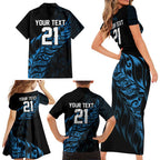 New Zealand Lawn Bowls Custom Family Matching Short Sleeve Bodycon Dress and Hawaiian Shirt Blue Maori Warrior Tribal Silver Fern - Aussie Hoodie