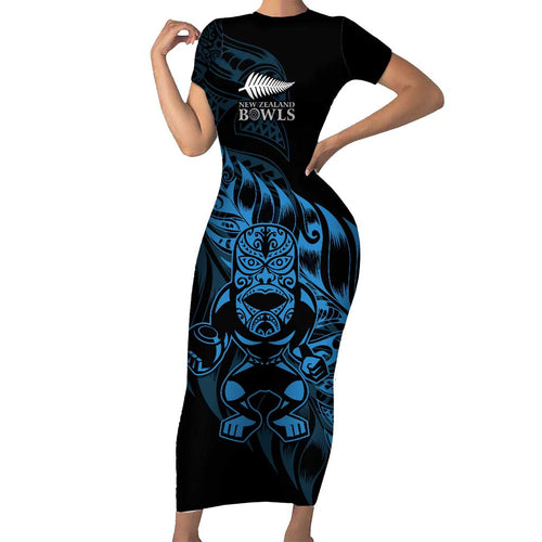 New Zealand Lawn Bowls Custom Family Matching Short Sleeve Bodycon Dress and Hawaiian Shirt Blue Maori Warrior Tribal Silver Fern - Aussie Hoodie