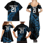 New Zealand Lawn Bowls Custom Family Matching Summer Maxi Dress and Hawaiian Shirt Blue Maori Warrior Tribal Silver Fern - Aussie Hoodie