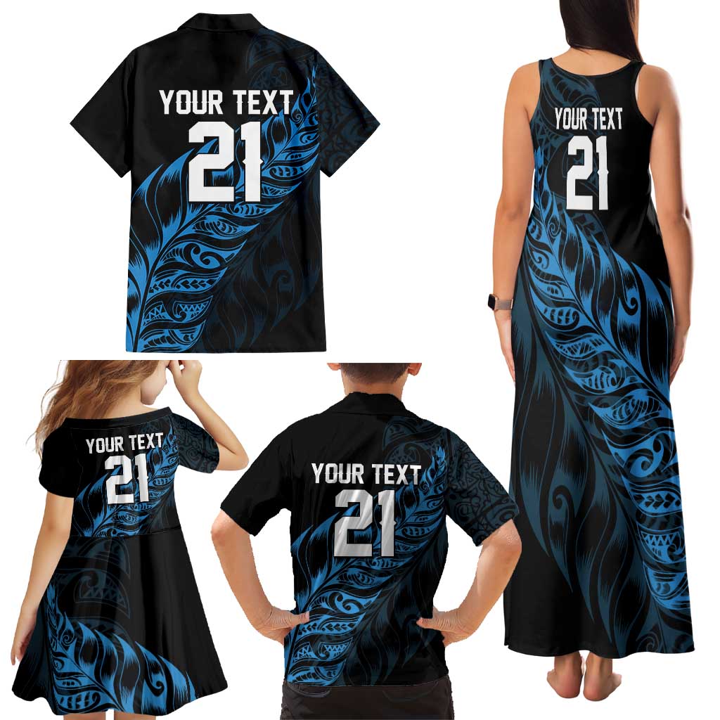 New Zealand Lawn Bowls Custom Family Matching Tank Maxi Dress and Hawaiian Shirt Blue Maori Warrior Tribal Silver Fern - Aussie Hoodie