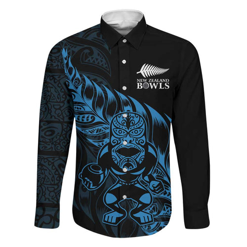 New Zealand Lawn Bowls Custom Family Matching Tank Maxi Dress and Hawaiian Shirt Blue Maori Warrior Tribal Silver Fern - Aussie Hoodie