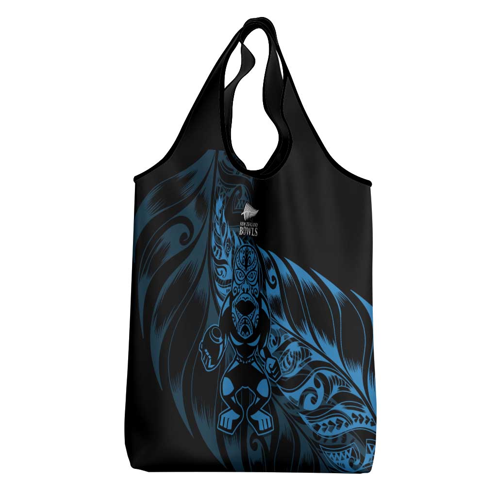 New Zealand Lawn Bowls Grocery Bag Blue Maori Warrior Tribal Silver Fern - Aussie Hoodie