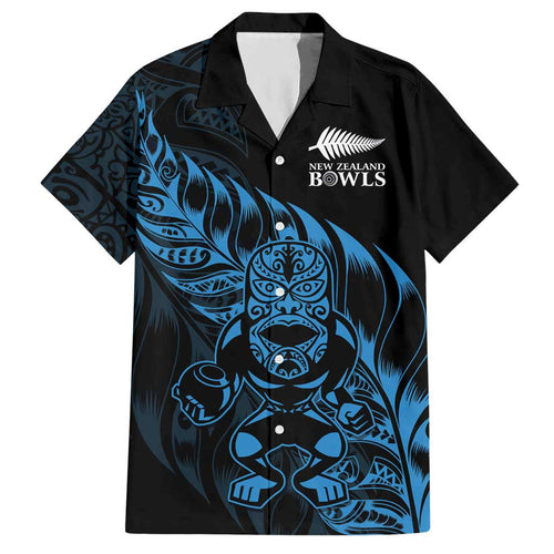 New Zealand Lawn Bowls Custom Hawaiian Shirt Blue Maori Warrior Tribal Silver Fern - Aussie Hoodie
