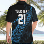 New Zealand Lawn Bowls Custom Hawaiian Shirt Blue Maori Warrior Tribal Silver Fern - Aussie Hoodie