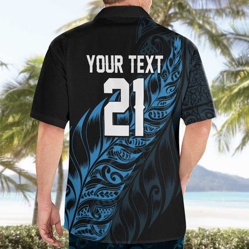 New Zealand Lawn Bowls Custom Hawaiian Shirt Blue Maori Warrior Tribal Silver Fern - Aussie Hoodie