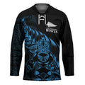 New Zealand Lawn Bowls Custom Hockey Jersey Blue Maori Warrior Tribal Silver Fern - Aussie Hoodie