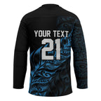 New Zealand Lawn Bowls Custom Hockey Jersey Blue Maori Warrior Tribal Silver Fern - Aussie Hoodie