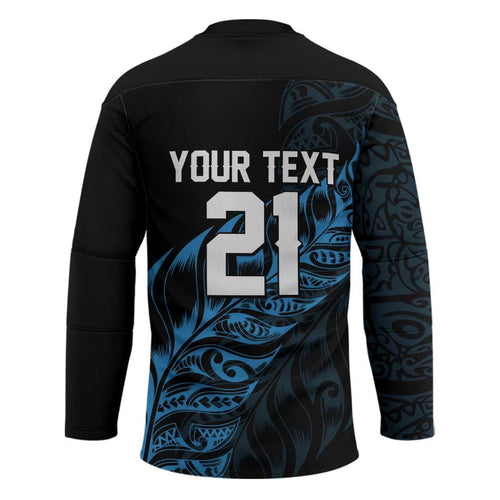New Zealand Lawn Bowls Custom Hockey Jersey Blue Maori Warrior Tribal Silver Fern - Aussie Hoodie