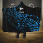 New Zealand Lawn Bowls Hooded Blanket Blue Maori Warrior Tribal Silver Fern - Aussie Hoodie