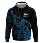 New Zealand Lawn Bowls Custom Hoodie Blue Maori Warrior Tribal Silver Fern - Aussie Hoodie
