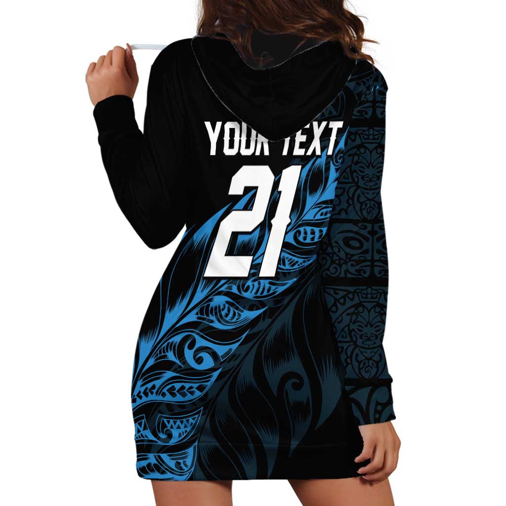 New Zealand Lawn Bowls Custom Hoodie Dress Blue Maori Warrior Tribal Silver Fern - Aussie Hoodie