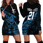 New Zealand Lawn Bowls Custom Hoodie Dress Blue Maori Warrior Tribal Silver Fern - Aussie Hoodie