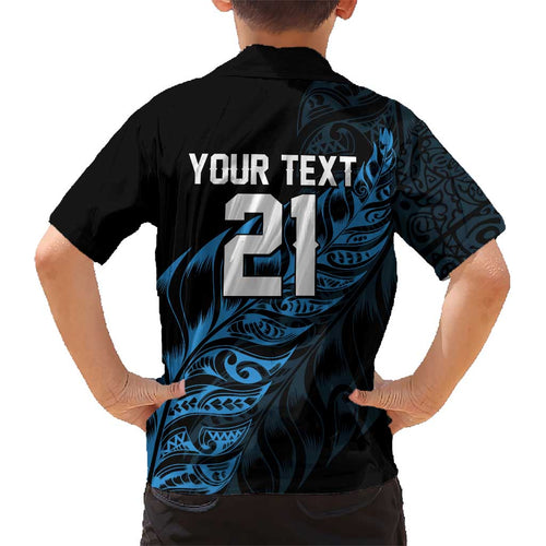 New Zealand Lawn Bowls Custom Kid Hawaiian Shirt Blue Maori Warrior Tribal Silver Fern - Aussie Hoodie