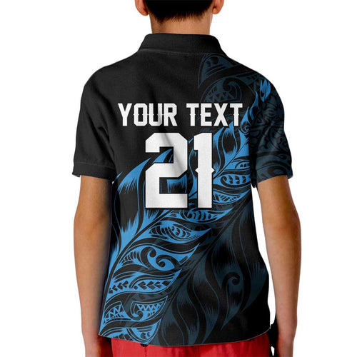 New Zealand Lawn Bowls Custom Kid Polo Shirt Blue Maori Warrior Tribal Silver Fern - Aussie Hoodie