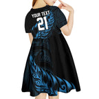 New Zealand Lawn Bowls Custom Kid Short Sleeve Dress Blue Maori Warrior Tribal Silver Fern - Aussie Hoodie
