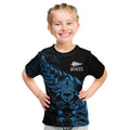 New Zealand Lawn Bowls Custom Kid T Shirt Blue Maori Warrior Tribal Silver Fern - Aussie Hoodie