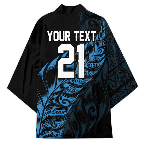 New Zealand Lawn Bowls Custom Kimono Blue Maori Warrior Tribal Silver Fern - Aussie Hoodie