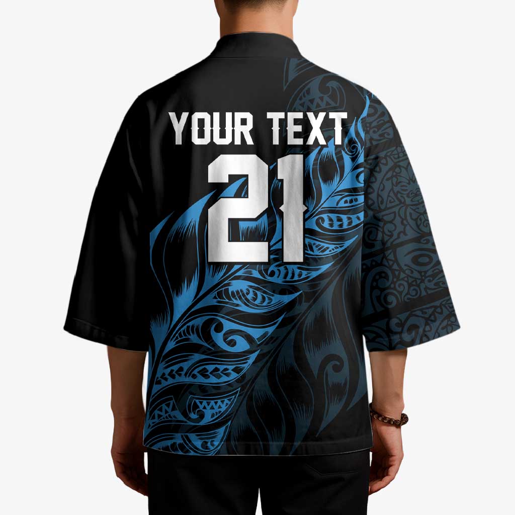 New Zealand Lawn Bowls Custom Kimono Blue Maori Warrior Tribal Silver Fern - Aussie Hoodie