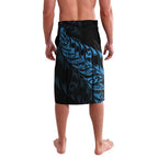 New Zealand Lawn Bowls Custom Lavalava Blue Maori Warrior Tribal Silver Fern - Aussie Hoodie