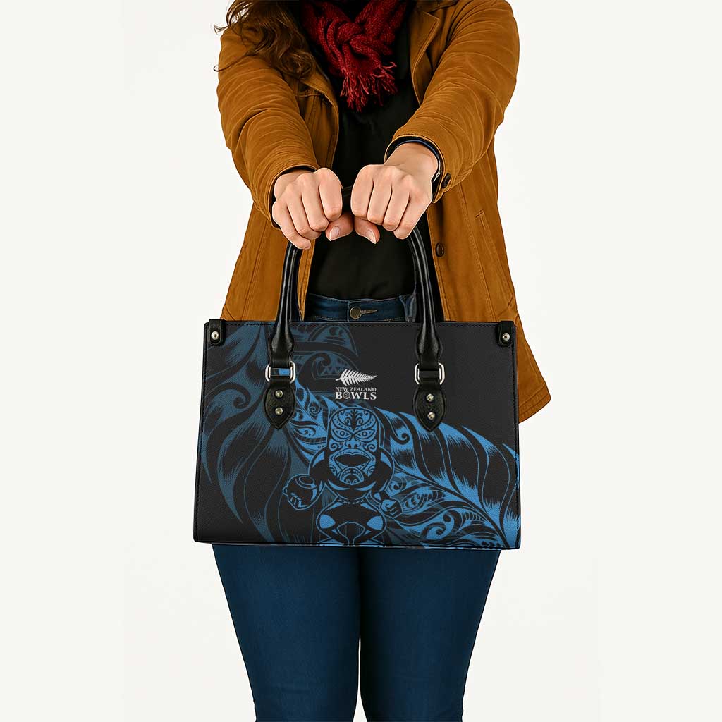 New Zealand Lawn Bowls Leather Bag Blue Maori Warrior Tribal Silver Fern - Aussie Hoodie