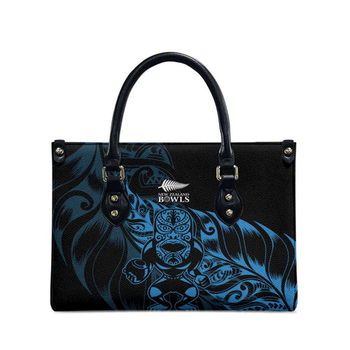 New Zealand Lawn Bowls Leather Bag Blue Maori Warrior Tribal Silver Fern - Aussie Hoodie