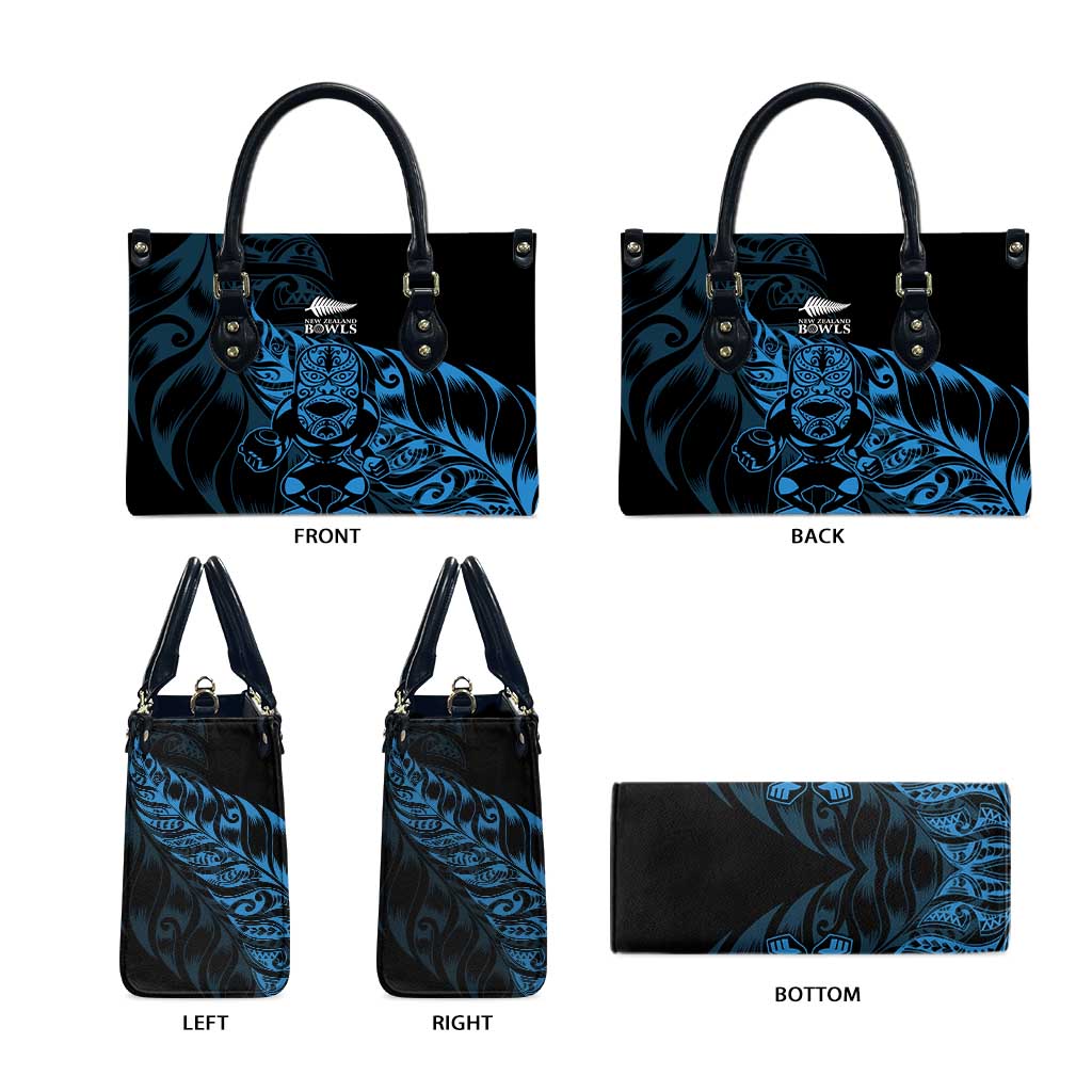 New Zealand Lawn Bowls Leather Bag Blue Maori Warrior Tribal Silver Fern - Aussie Hoodie