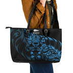 New Zealand Lawn Bowls Leather Tote Bag Blue Maori Warrior Tribal Silver Fern - Aussie Hoodie