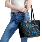 New Zealand Lawn Bowls Leather Tote Bag Blue Maori Warrior Tribal Silver Fern - Aussie Hoodie