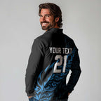 New Zealand Lawn Bowls Custom Long Sleeve Polo Shirt Blue Maori Warrior Tribal Silver Fern - Aussie Hoodie