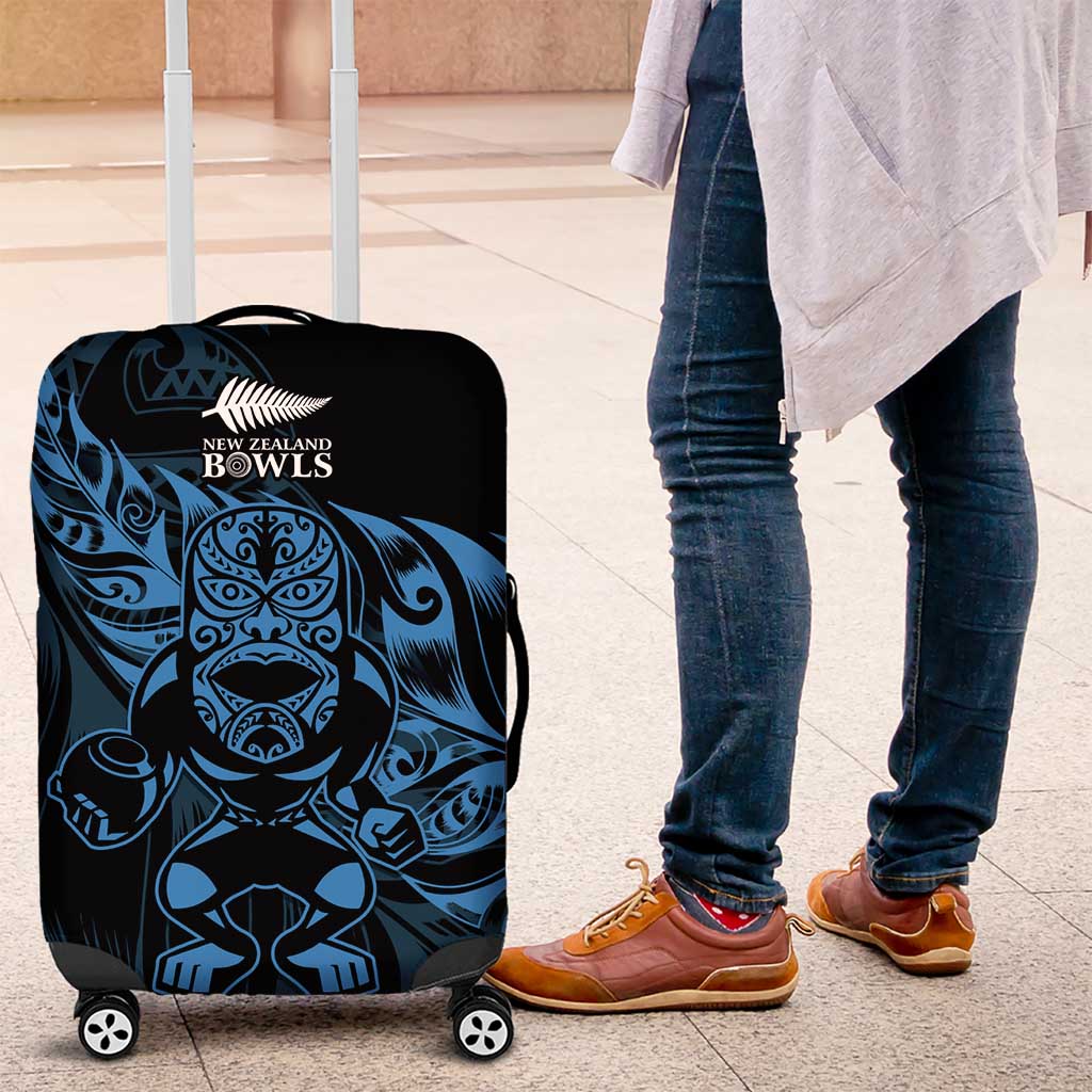 New Zealand Lawn Bowls Luggage Cover Blue Maori Warrior Tribal Silver Fern - Aussie Hoodie