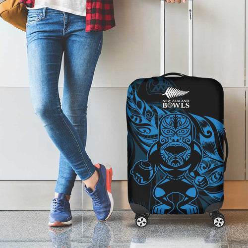 New Zealand Lawn Bowls Luggage Cover Blue Maori Warrior Tribal Silver Fern - Aussie Hoodie