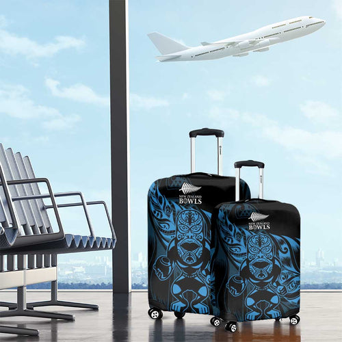 New Zealand Lawn Bowls Luggage Cover Blue Maori Warrior Tribal Silver Fern - Aussie Hoodie